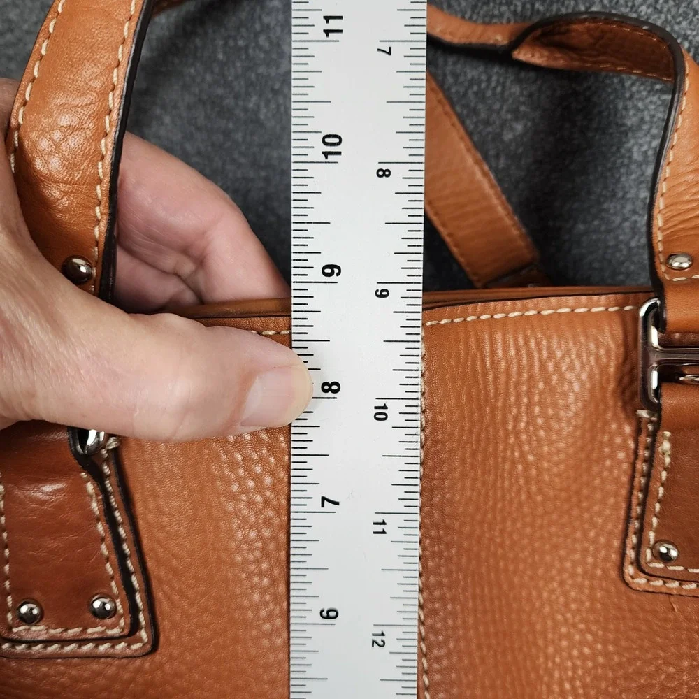 Fossil Cognac Pebbled‎ Leather Satchel Handbag ZB9962 Brown Key Charm